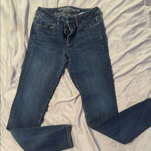 American Eagle Outfitters Women's Dark Blue Skinny Jeans